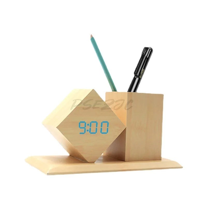 Sedora Lumen Wooden Clock & Pen Organizer - view 6